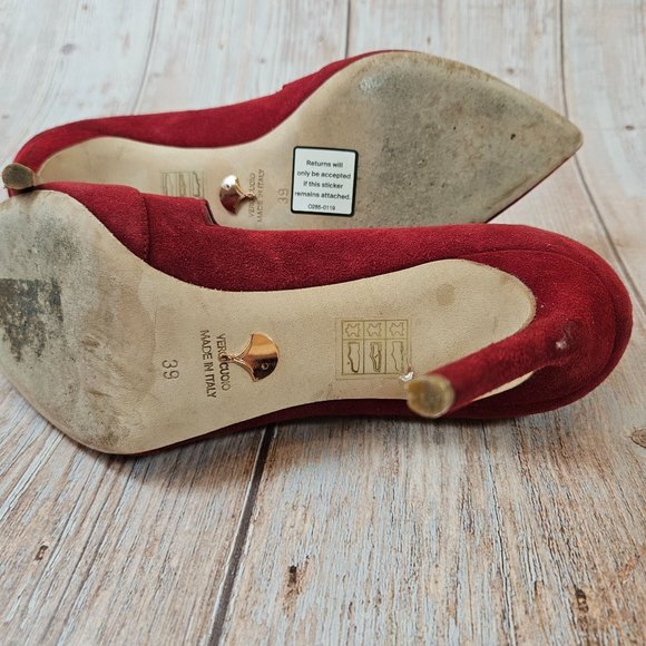 Chelsea Paris‎ Red Suede cutout lace up heel, size EU 39 - Picture 7 of 9